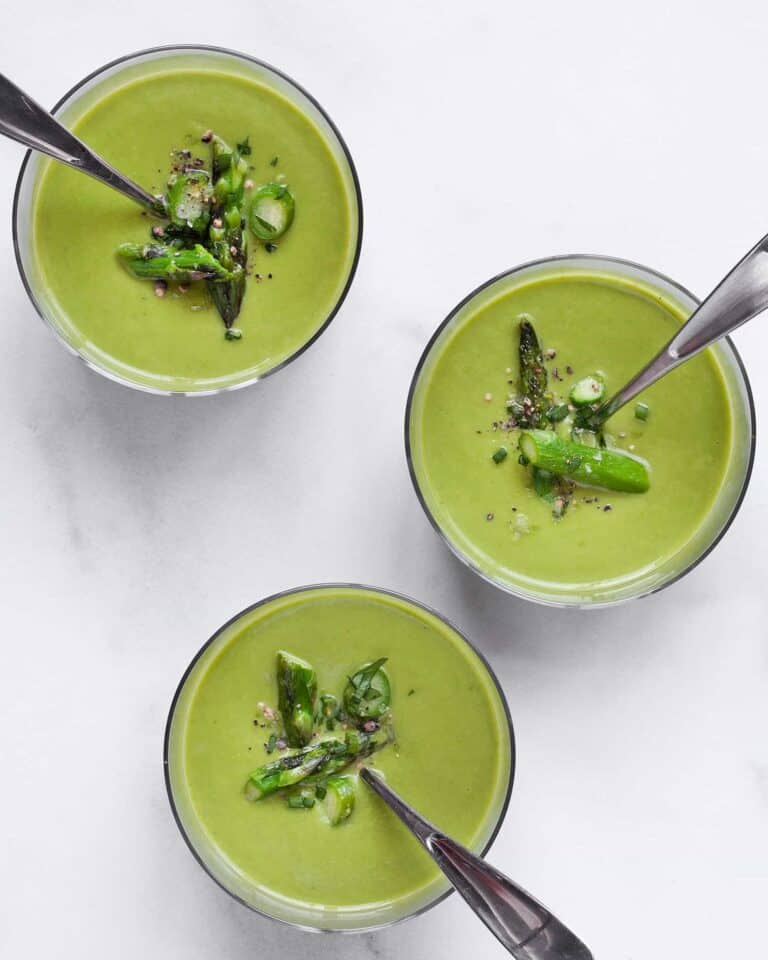 Vegan Chilled Asparagus Spinach Soup Last Ingredient
