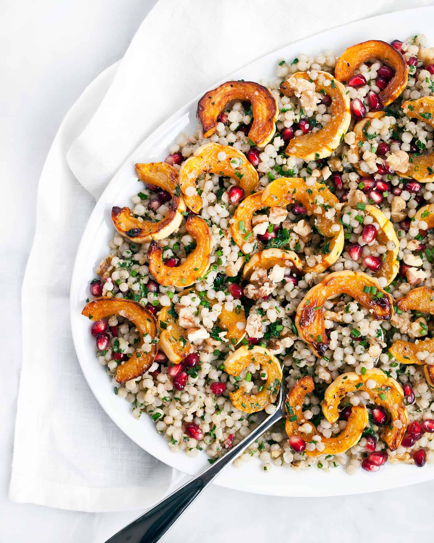 Roasted Delicata Squash Couscous with Parsley Walnut Pesto