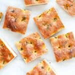 Rosemary Focaccia cut into squares