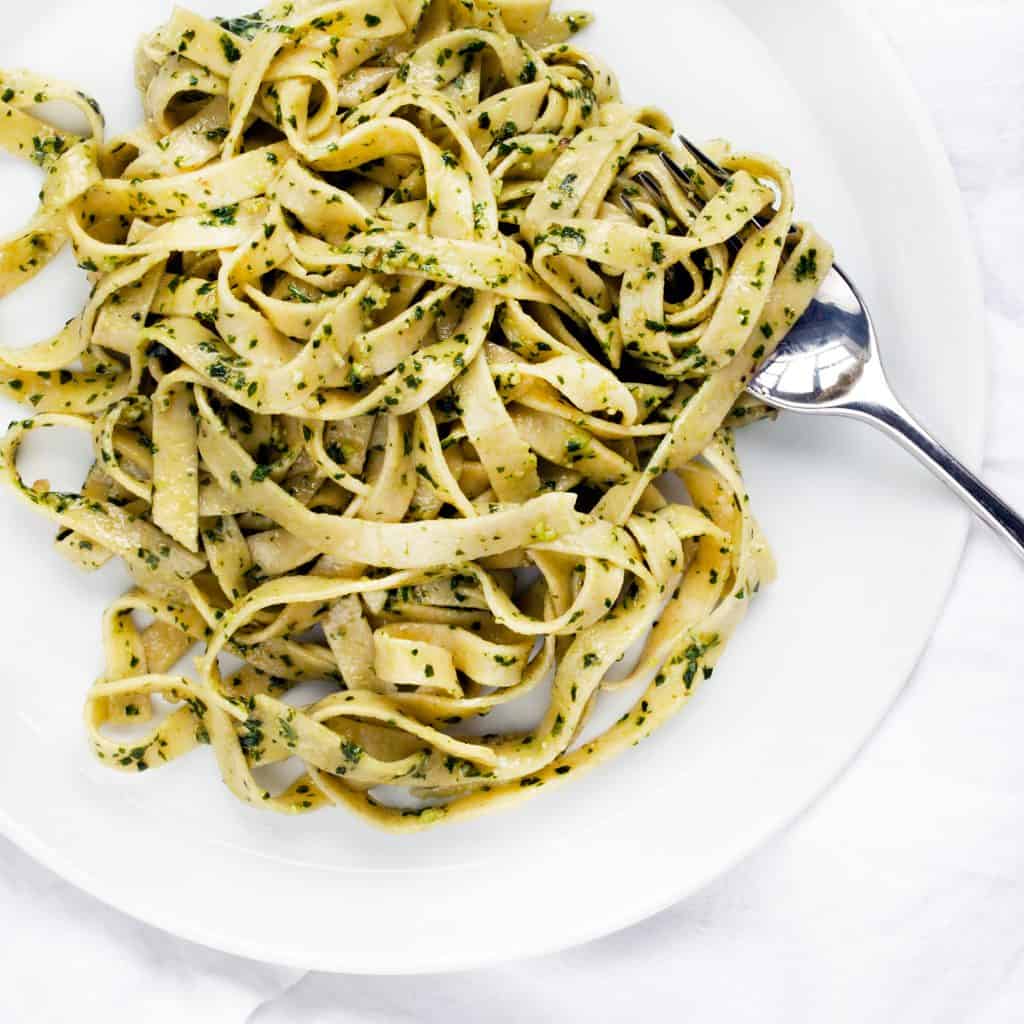 Fresh Pasta With Basil Pesto