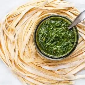 Fresh Pasta with Basil Pesto
