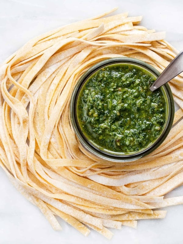 Fresh Pasta with Basil Pesto