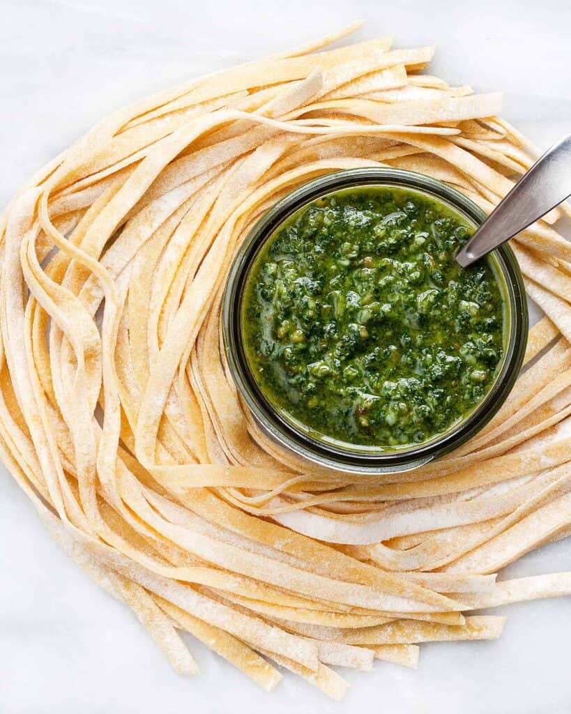 Fresh Pasta with Basil Pesto