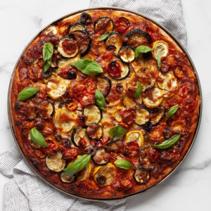 Roasted veggie pizza.