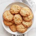 Cornflake cookies on a plate.