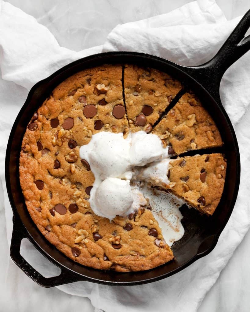 Chocolate Chip Walnut Skillet Cookie