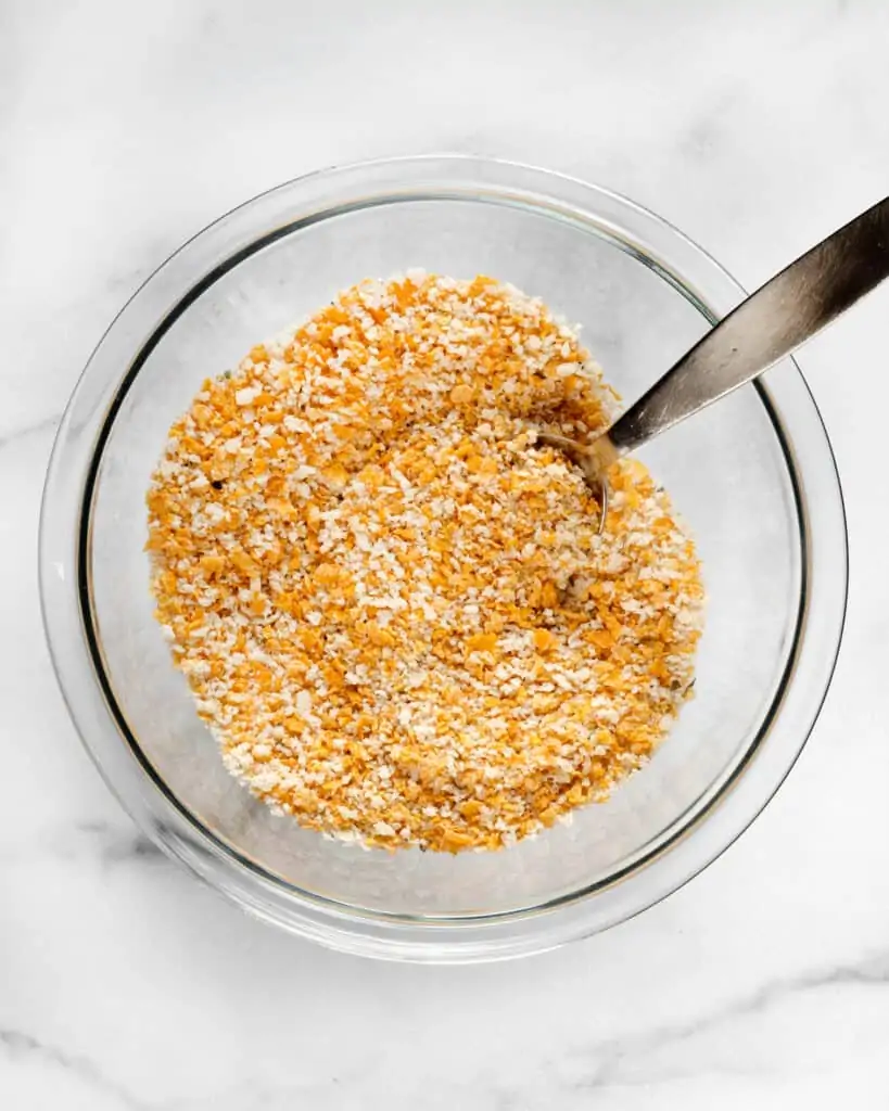 Cornflake panko breading in a bowl