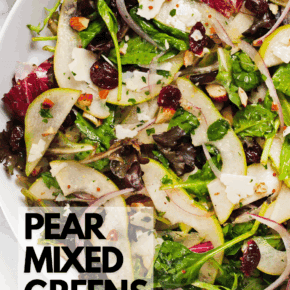 Pear salad on a plate.