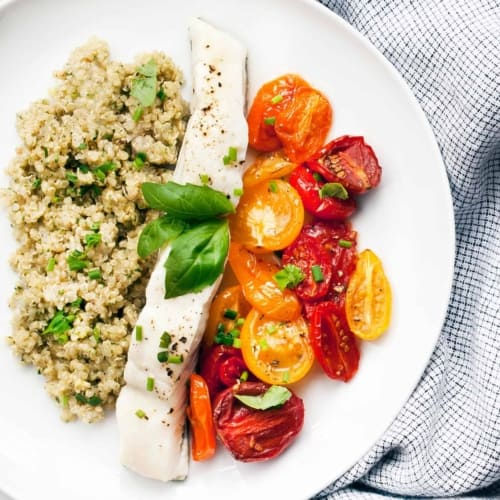 OvenRoasted Halibut with Cherry Tomatoes Last Ingredient