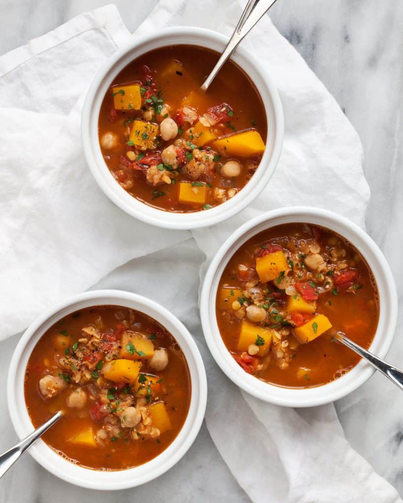 Spicy Red Lentil Chickpea Soup