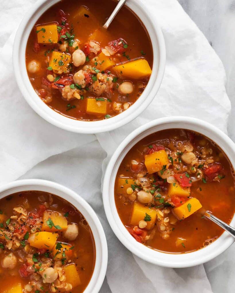 Spicy Red Lentil Chickpea Soup