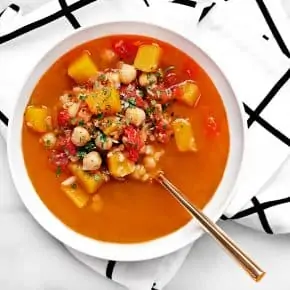 Spicy Red Lentil Chickpea Soup