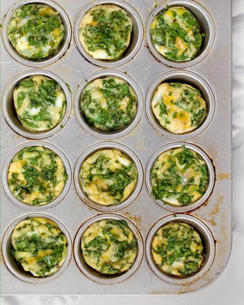 Mini Spinach Frittatas in muffin pan