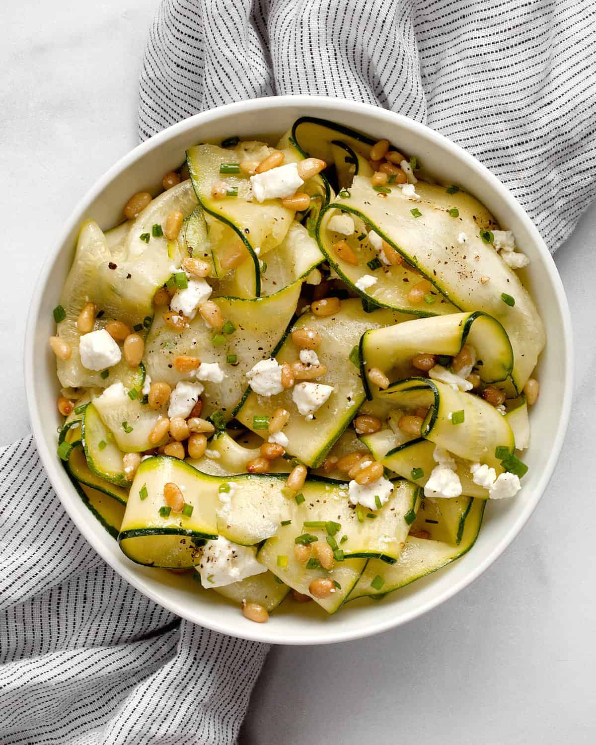 Zucchini salad in a bowl.