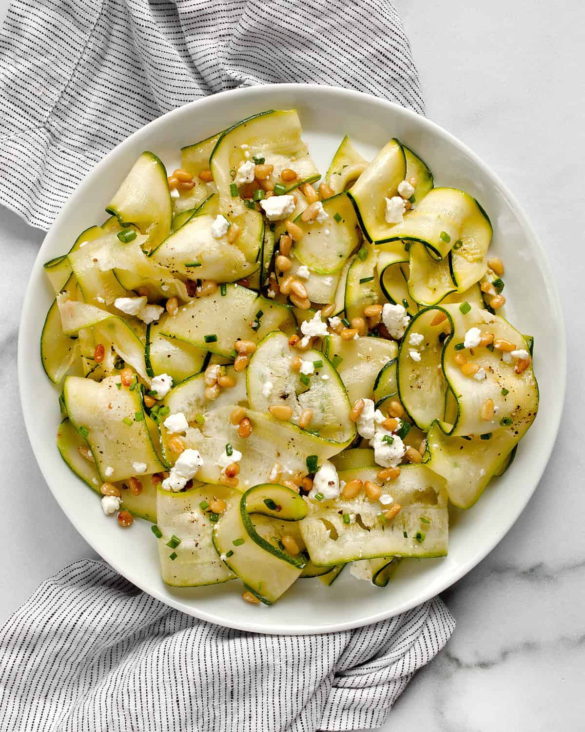 Zucchini salad on a plate.