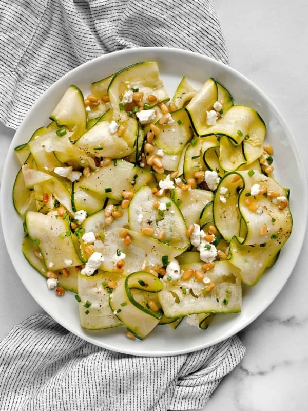 Zucchini salad on a plate.