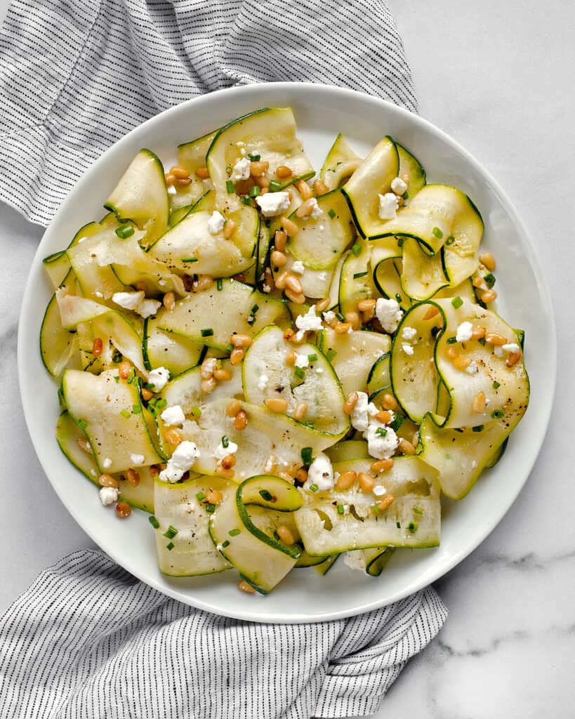 Zucchini salad on a plate.