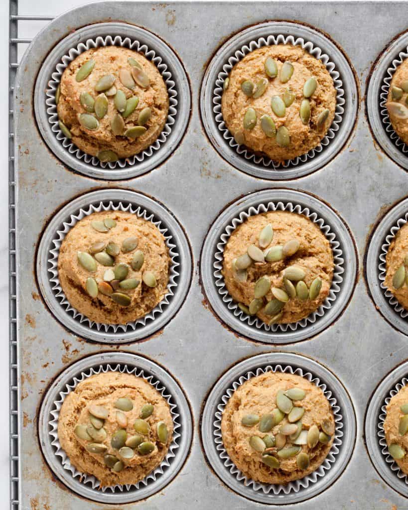 baked muffins in a pan