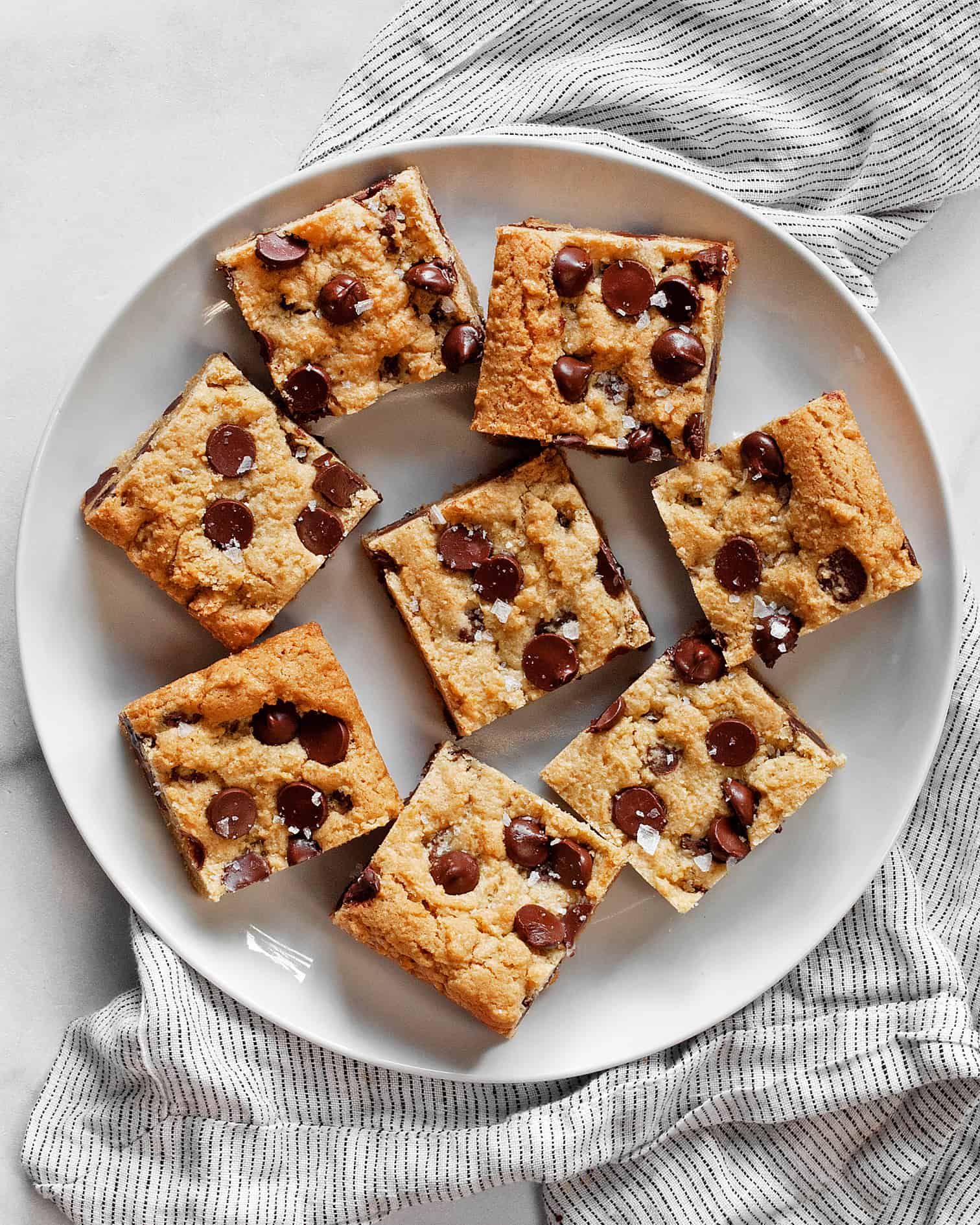 Chocolate chip bar cookies on a plate