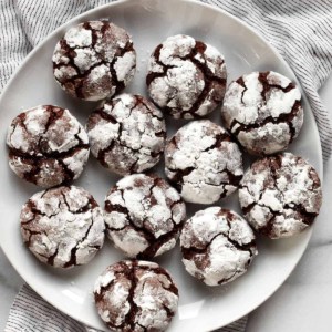 Chocolate cookies on a plate.