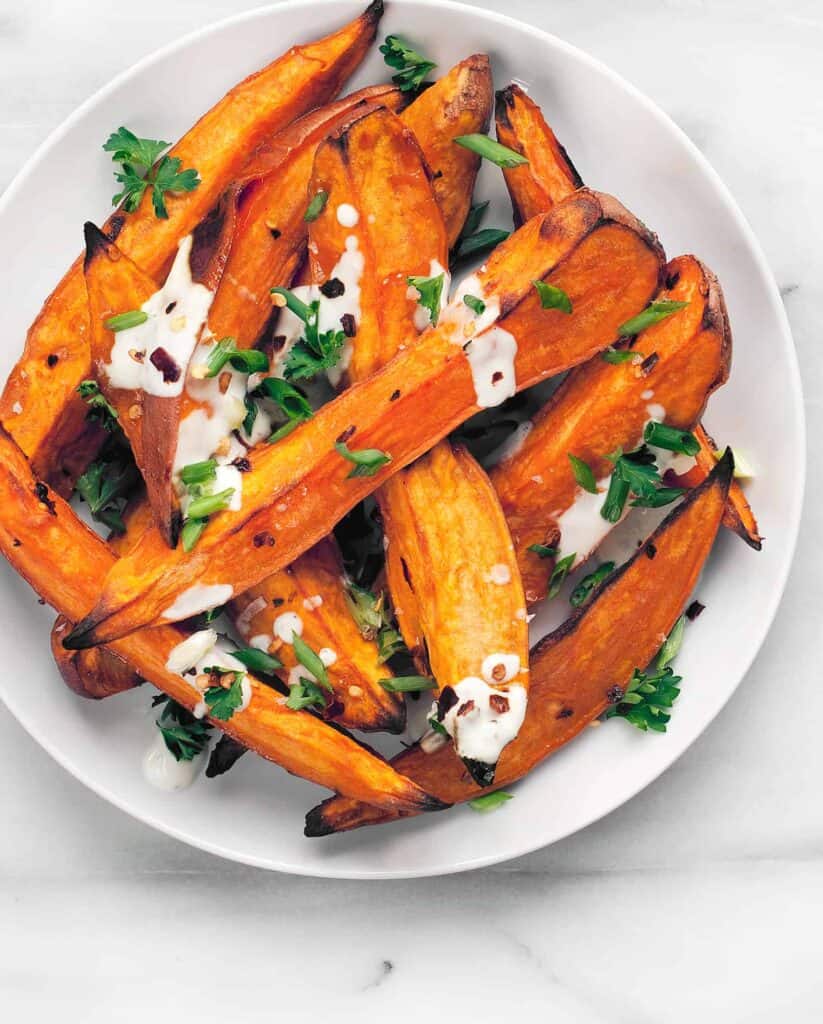 Spicy Honey-Roasted Sweet Potato Wedges