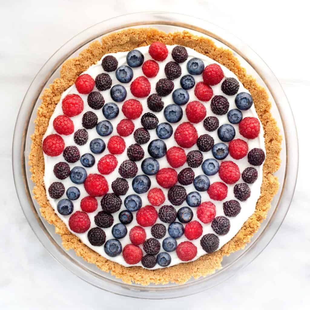 No Bake Berry Yogurt Pie with Graham Cracker Crust Last Ingredient