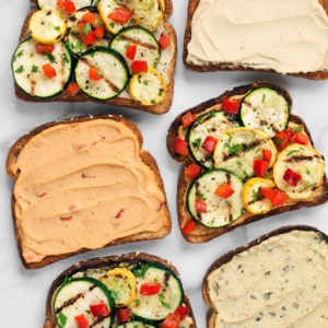 Spicy Grilled Veggie Hummus Sandwiches