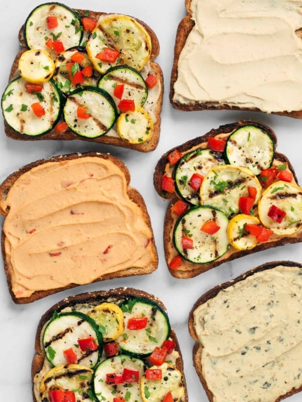 Spicy Grilled Veggie Hummus Sandwiches