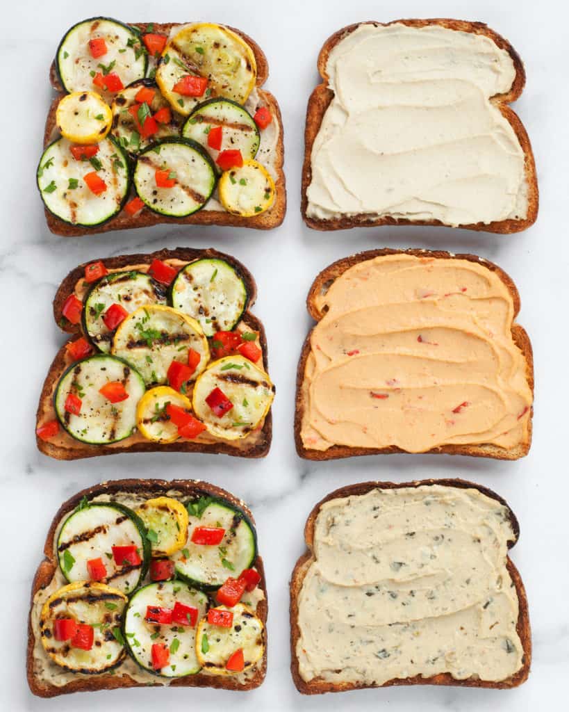 Spicy Grilled Veggie Hummus Sandwiches