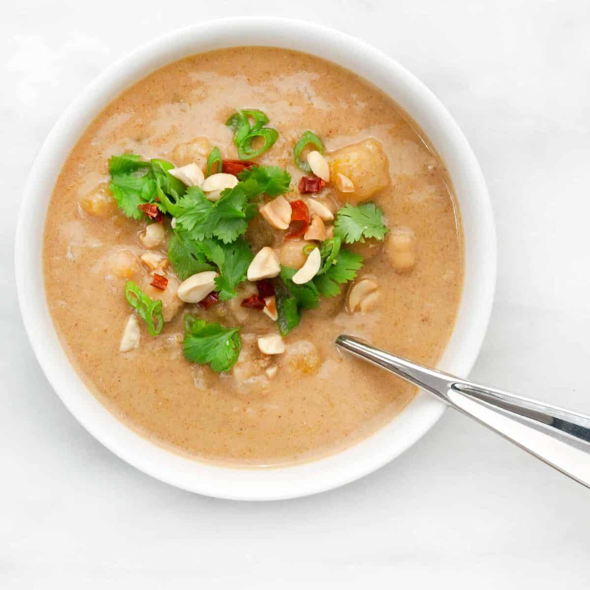 Spicy Peanut Soup with Chickpeas and Butternut Squash Last Ingredient