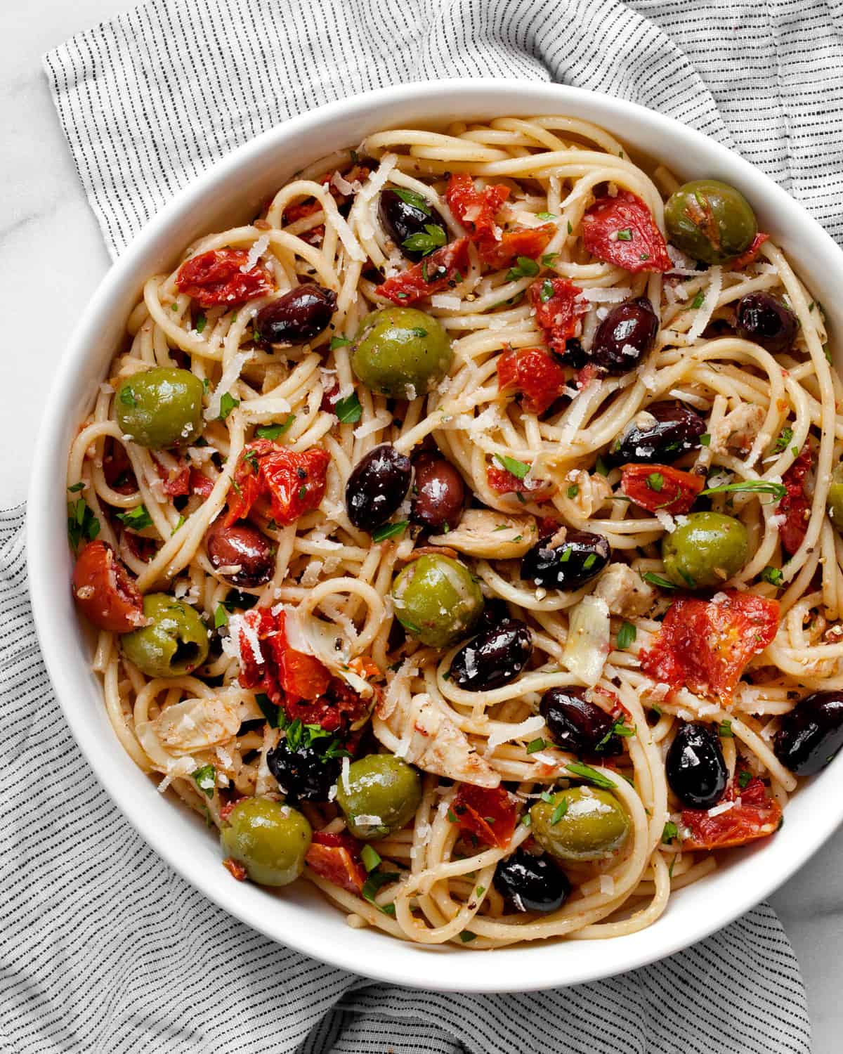 Antipasto pasta in a bowl.