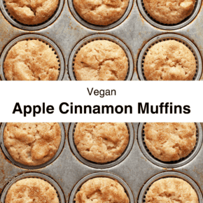 Apple cinnamon muffins in a pan.