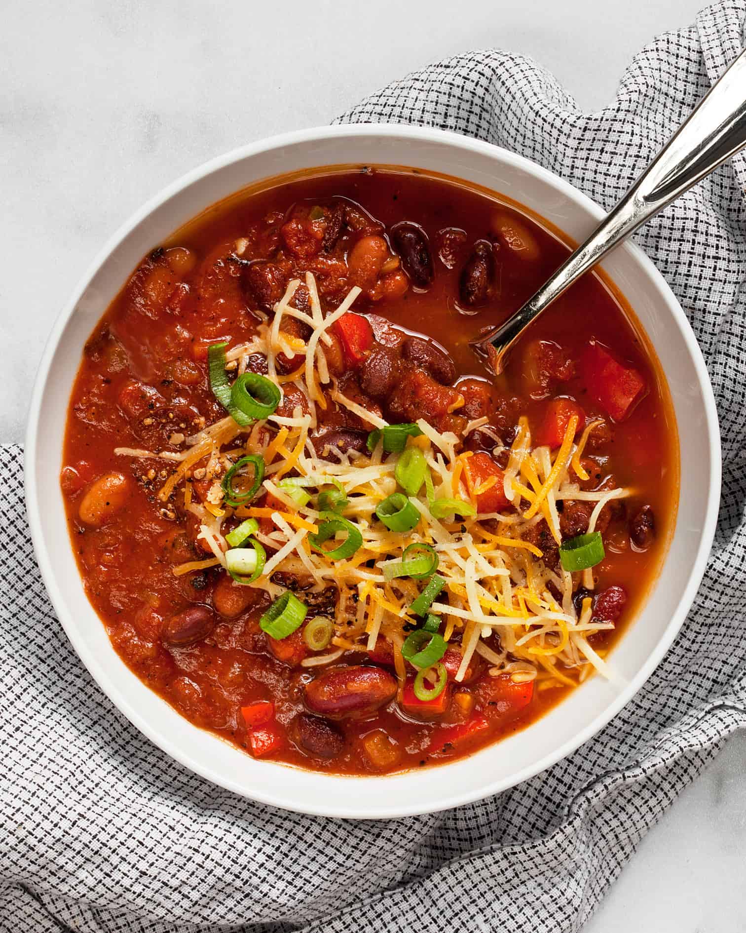 Vegetarian Three Bean Chili in a Bowl