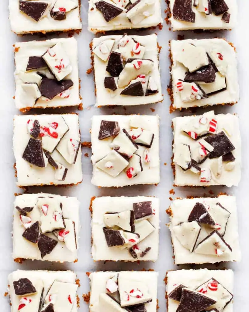 No-Bake Peppermint Bark Gingersnap Bars