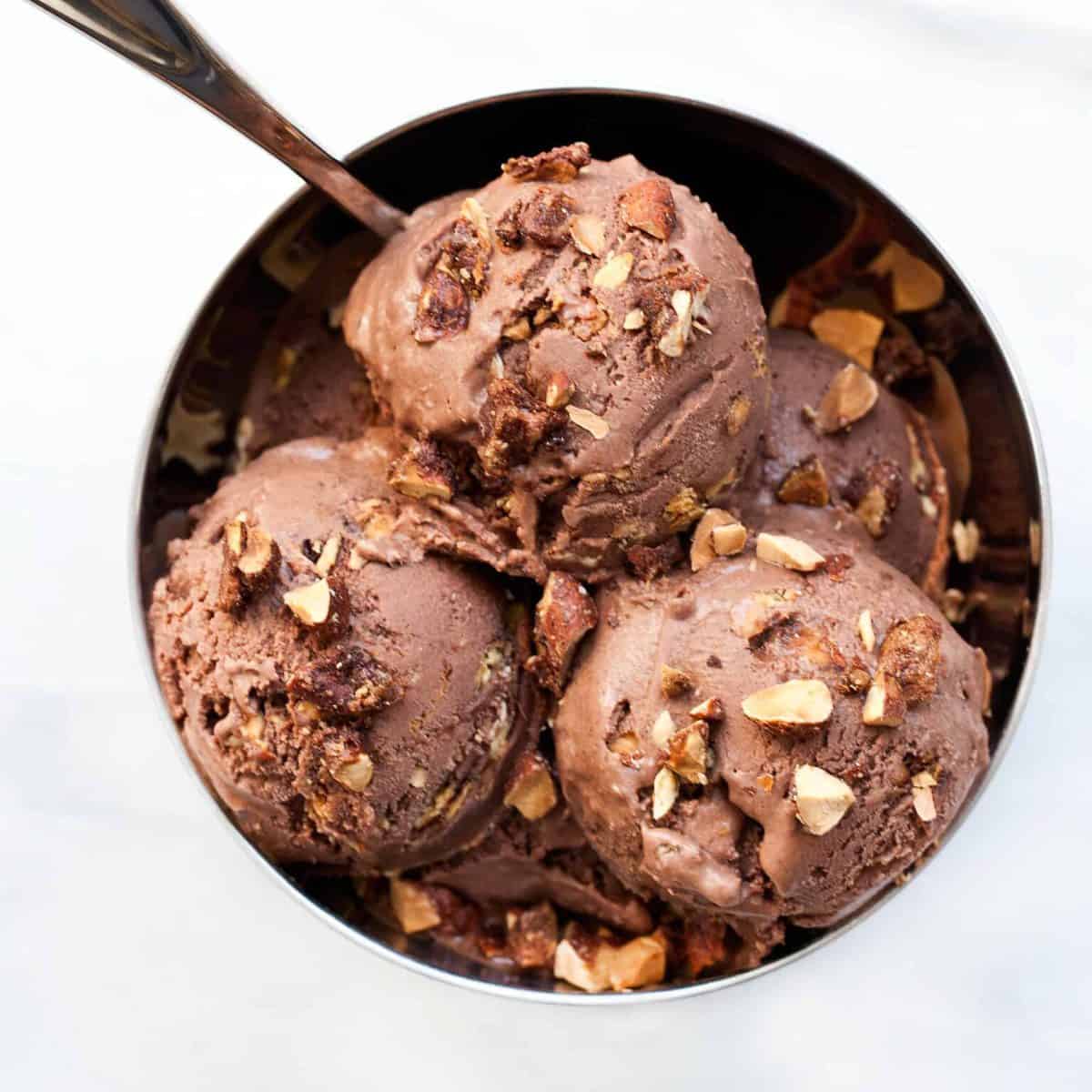 Spicy Hot Chocolate Ice Cream with Nuts Last Ingredient