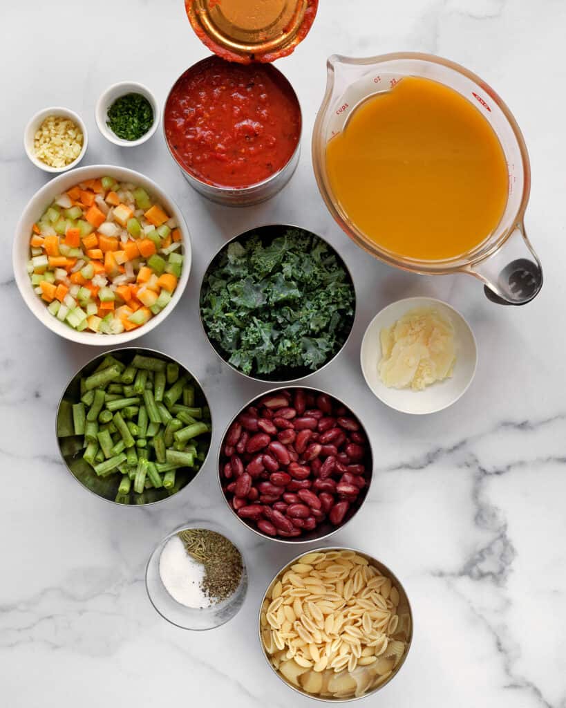 Beans, tomatoes and other ingredients for soup