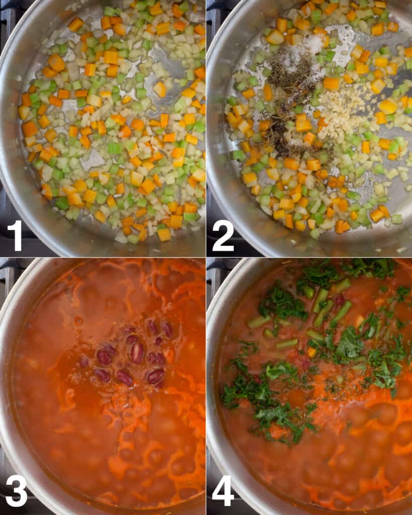 Steps Showing How To Make Minestrone Soup from Scratch