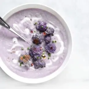 Roasted Spicy Purple Cauliflower Soup