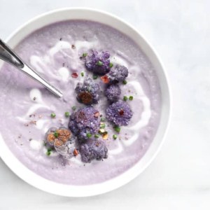 Roasted Spicy Purple Cauliflower Soup