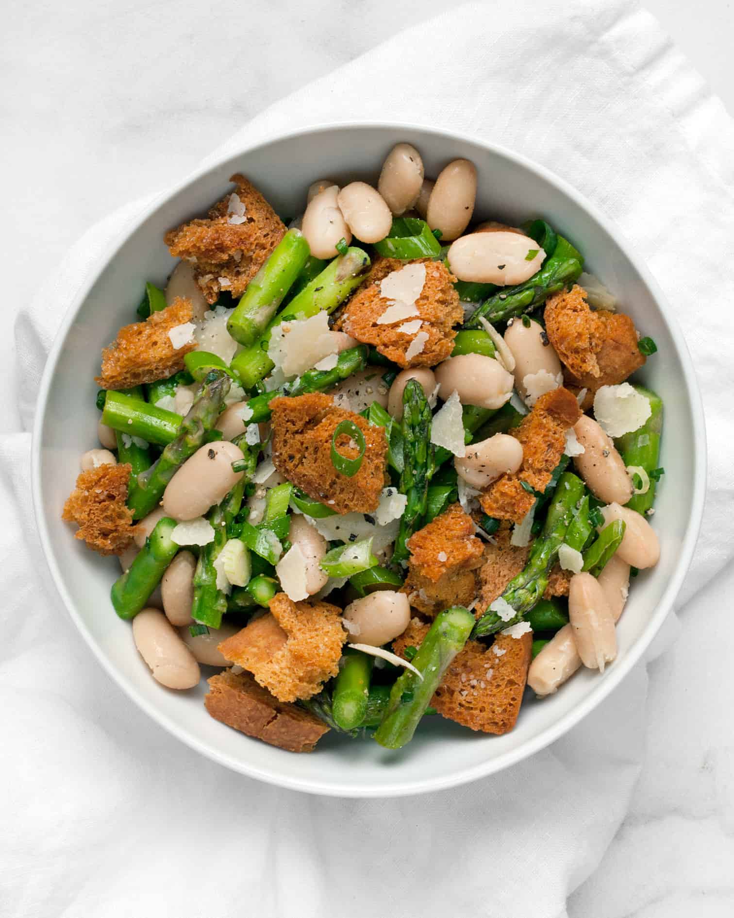 Asparagus Cannellini Bean & Sourdough Salad Last Ingredient