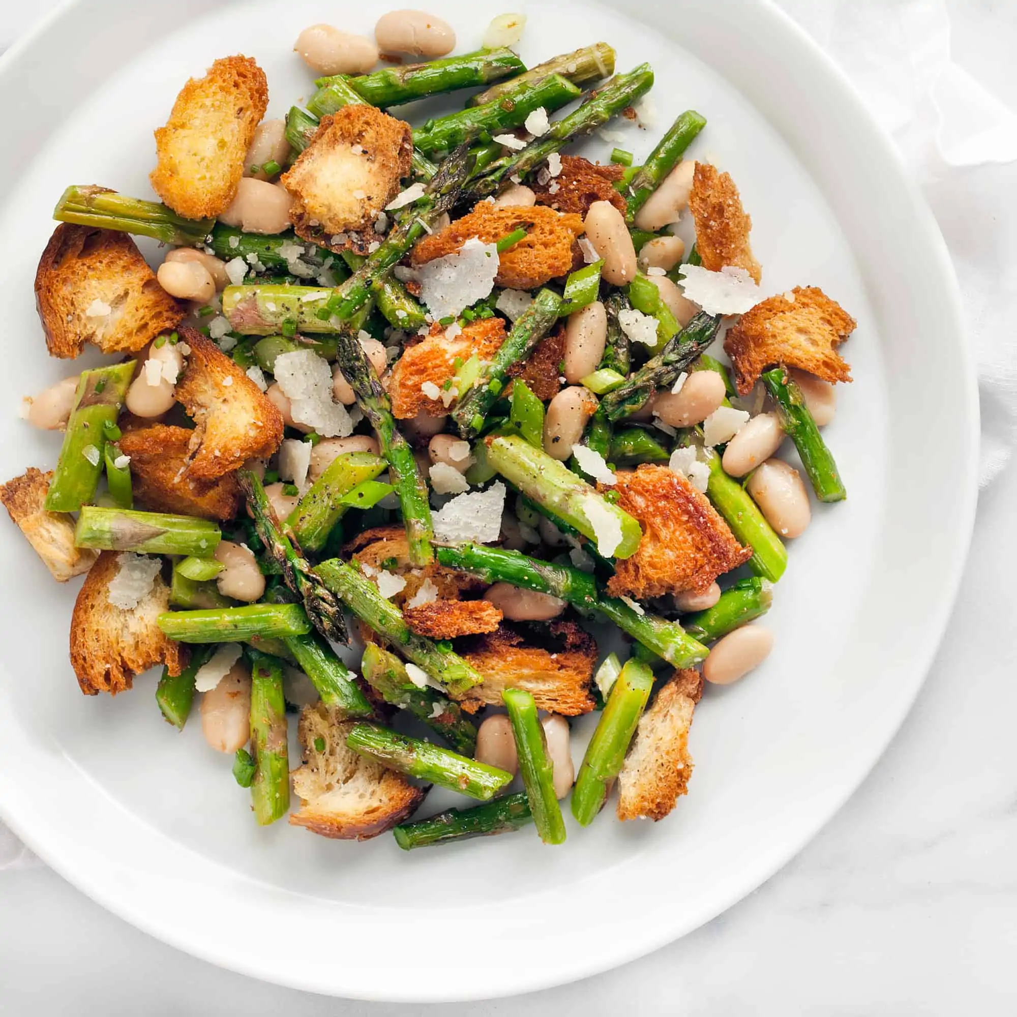 Asparagus Cannellini Bean Sourdough Salad