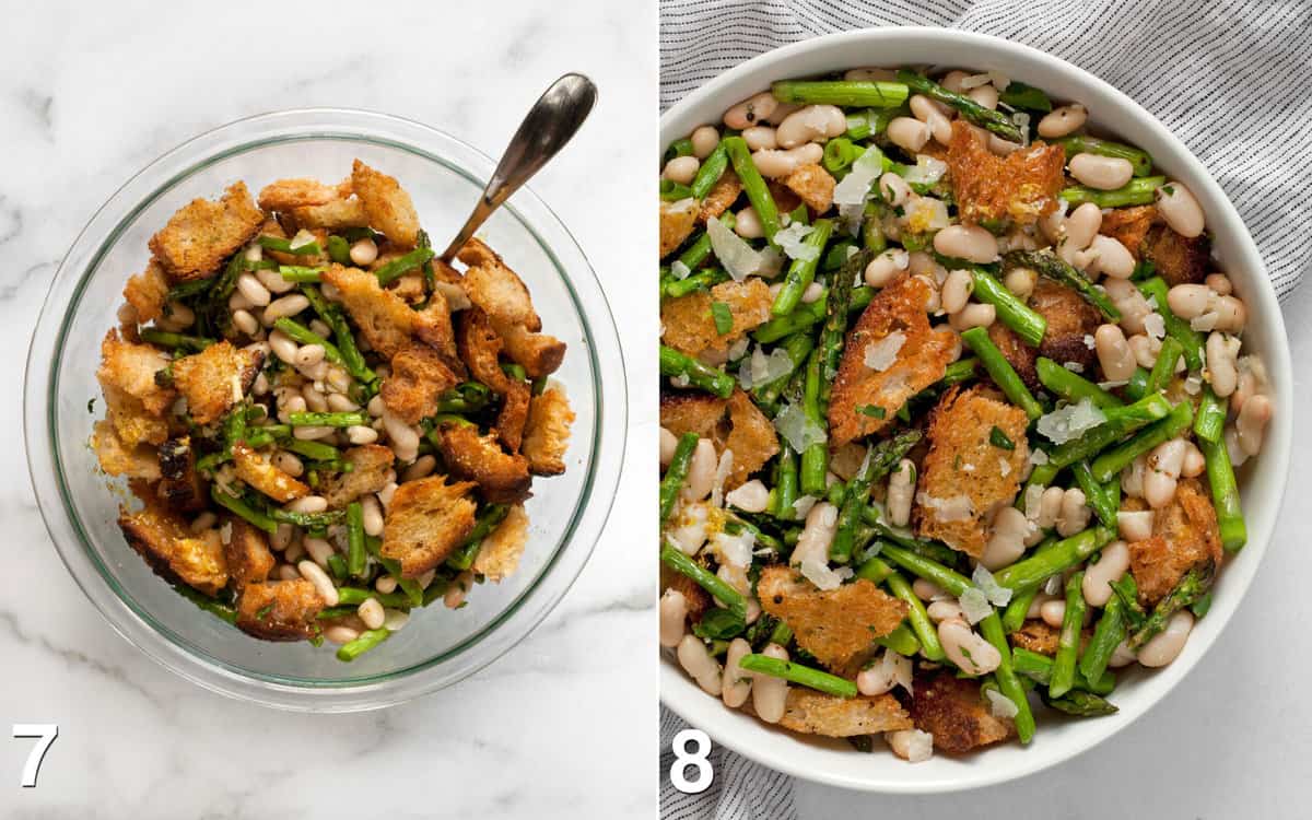 Drizzle the dressing into the bowl with the salad. Salad served in a bowl.