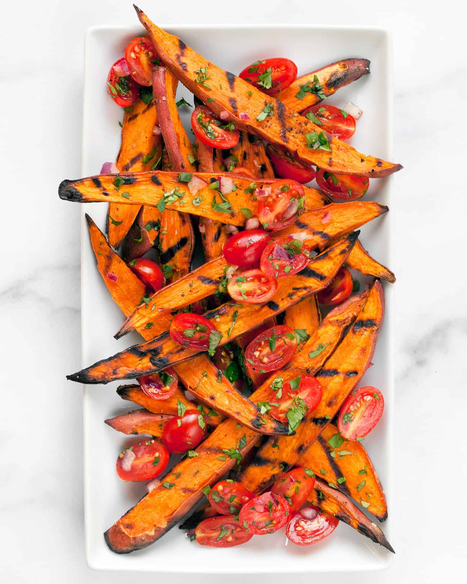Grilled Sweet Potatoes with Pico de Gallo