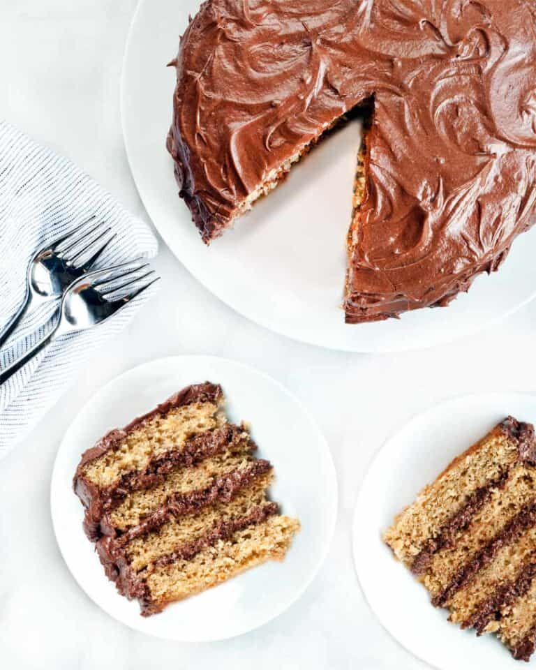 Graham cracker cake with rich chocolate frosting