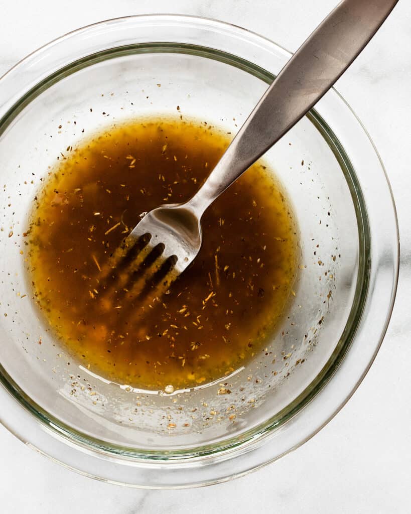 Whisk together the vinaigrette  in a small bowl