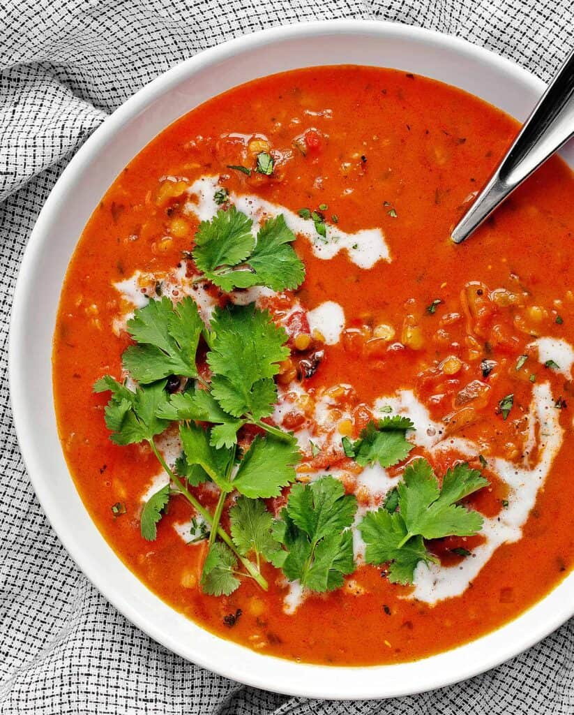 Curried Lentil Tomato Coconut Soup