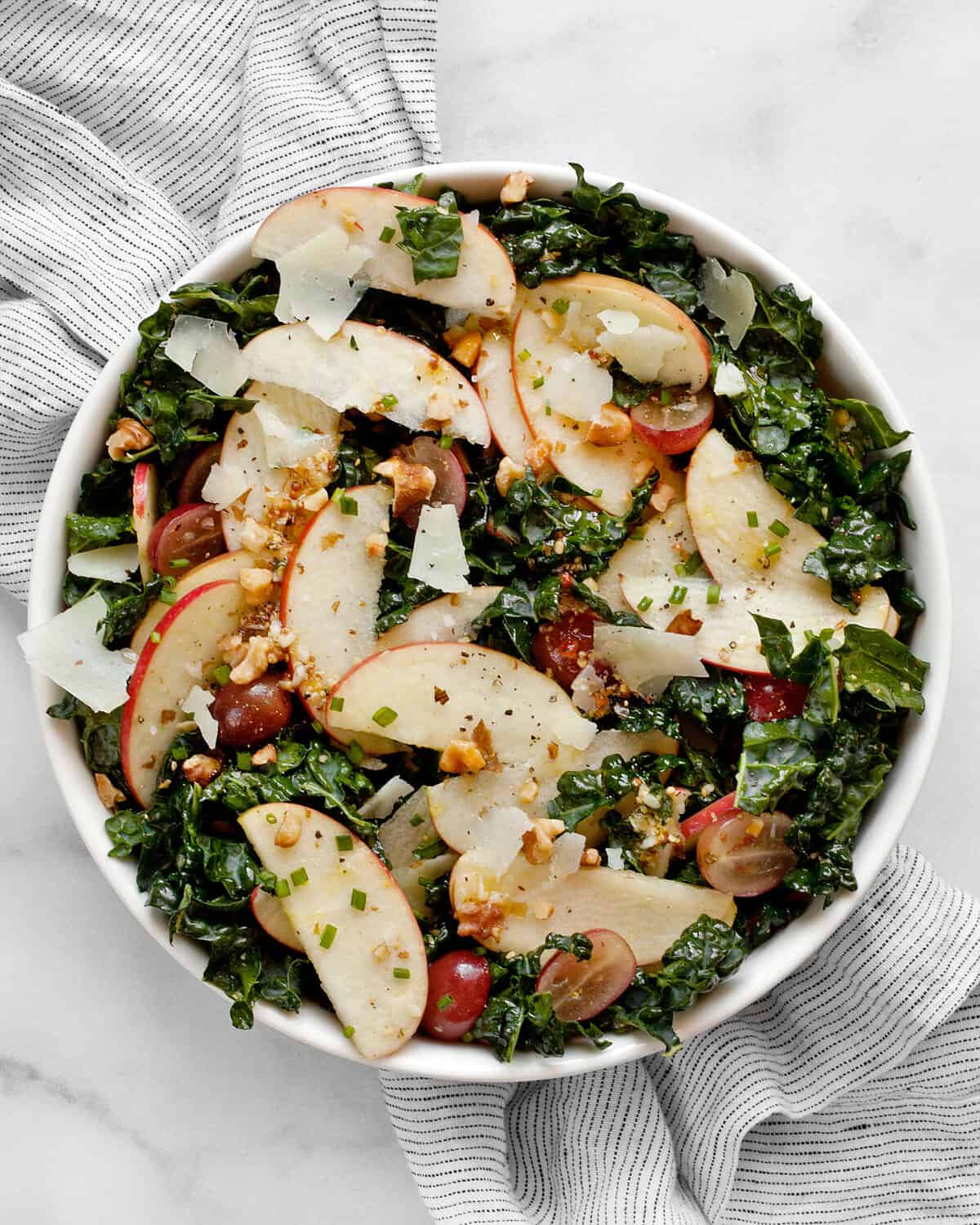 Kale apple salad in a bowl,