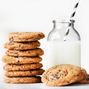 Whole Wheat Chocolate Chip Cookies & Milk