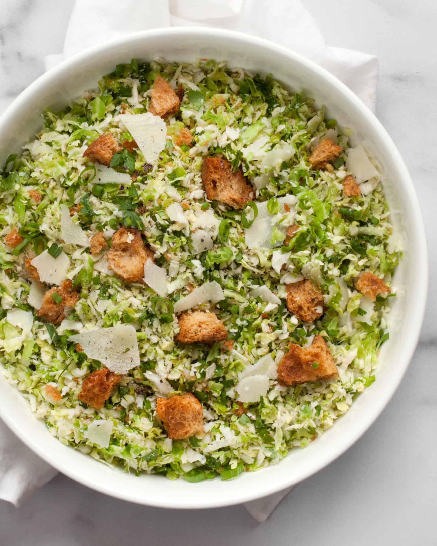 Shredded Brussels Sprout Caesar Salad Last Ingredient