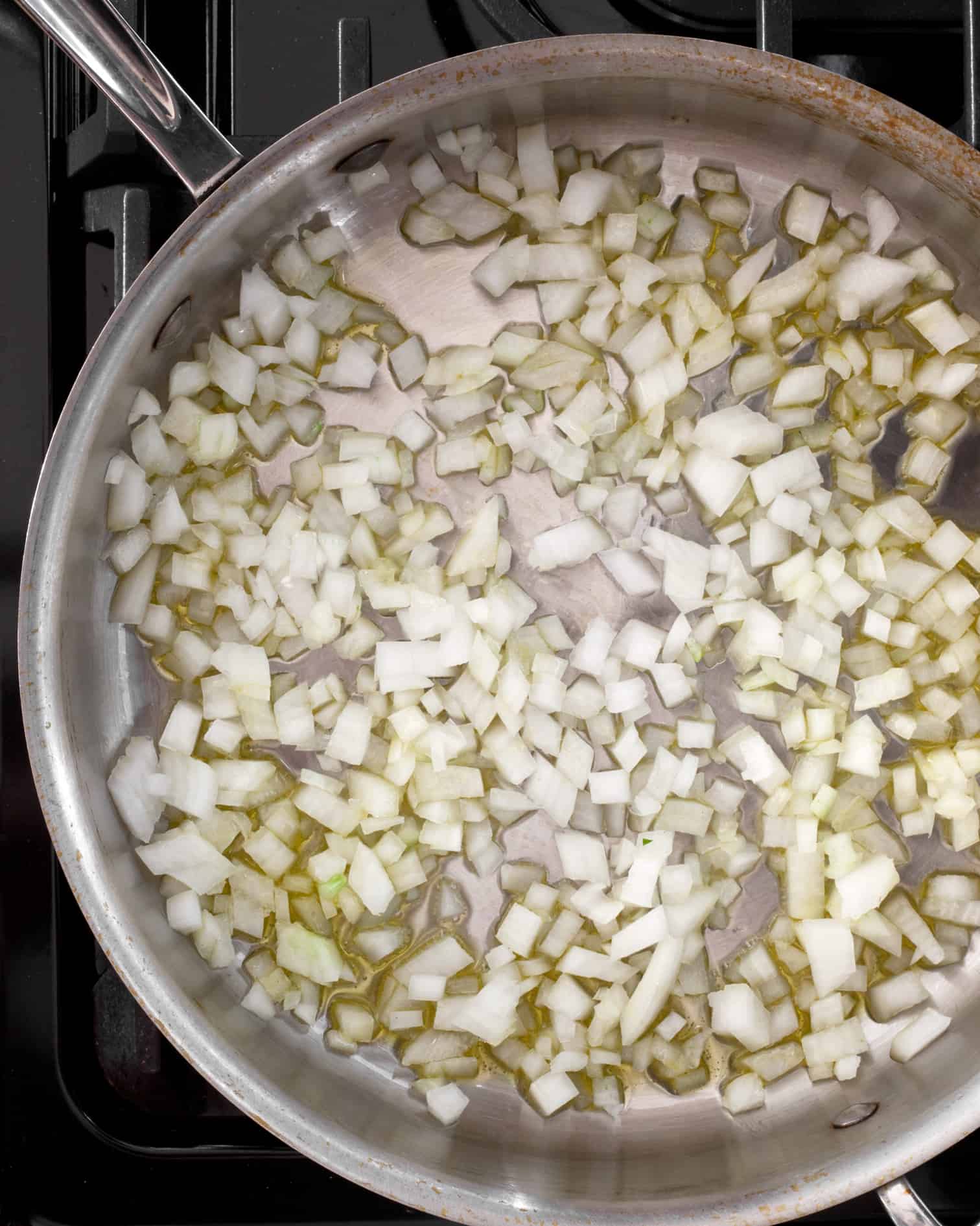 Saute the onions in a skillet